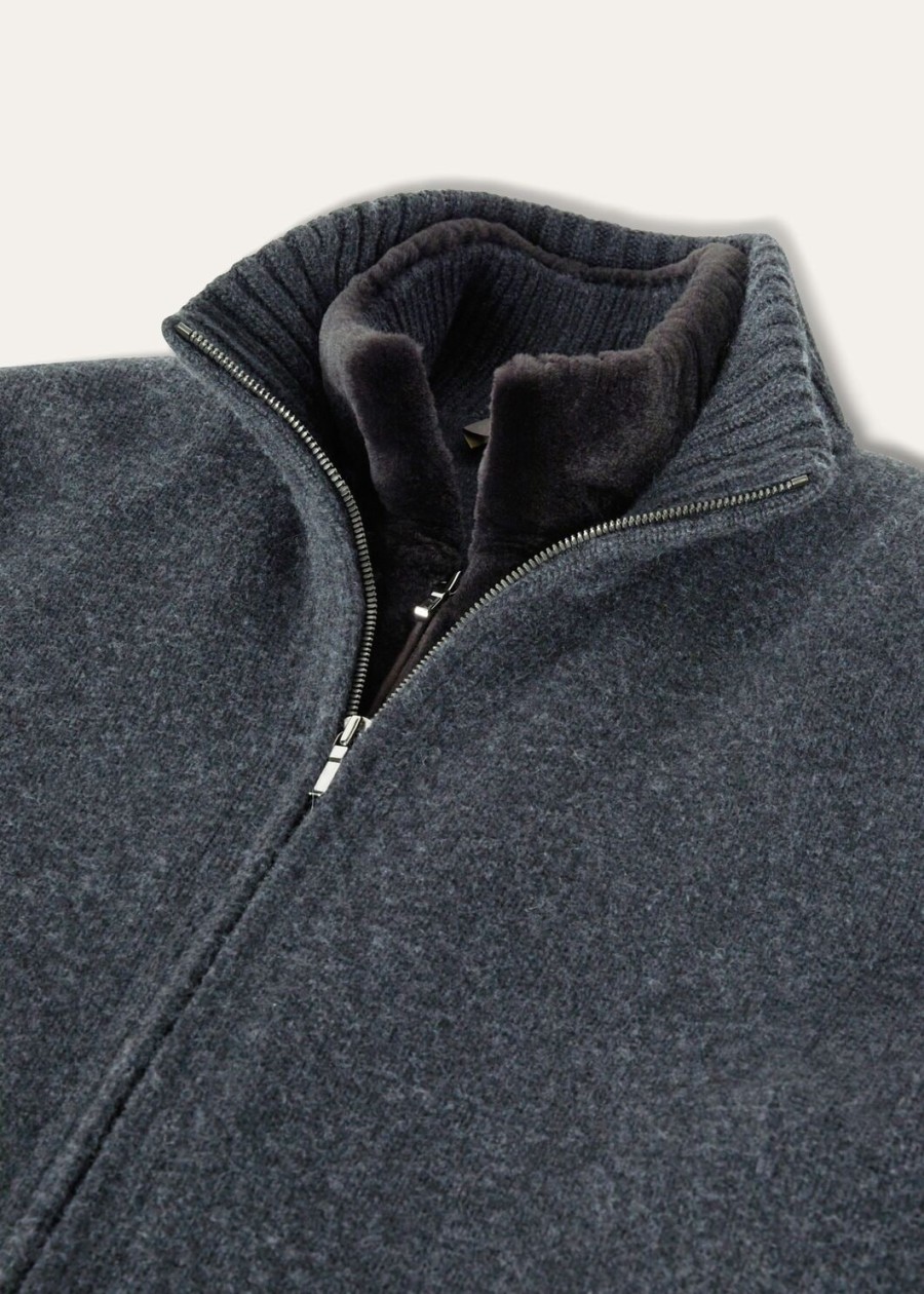 colman baby cashmere bomberjack zwartgrijs melange