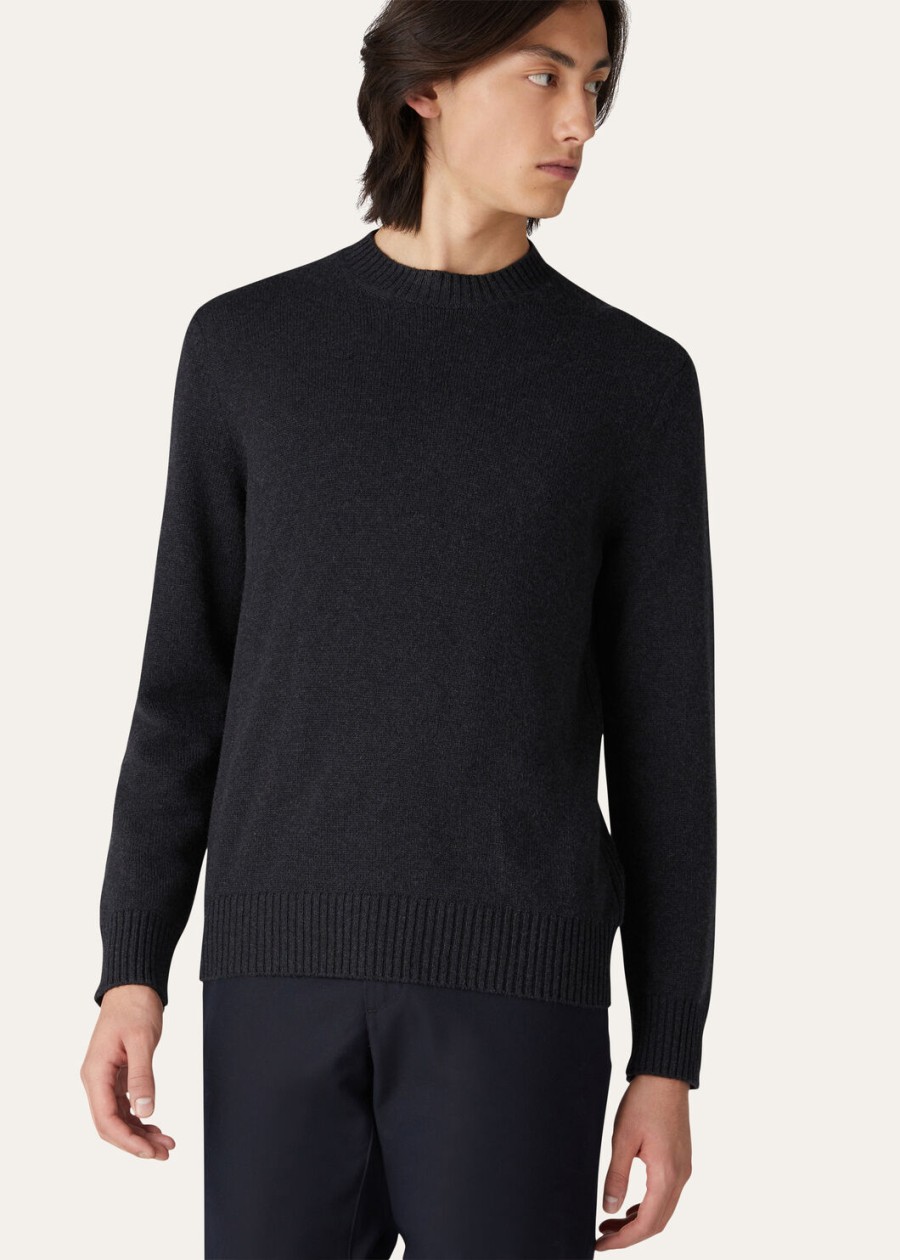 parksville crewneck baby cashmere zwartgrijs melange