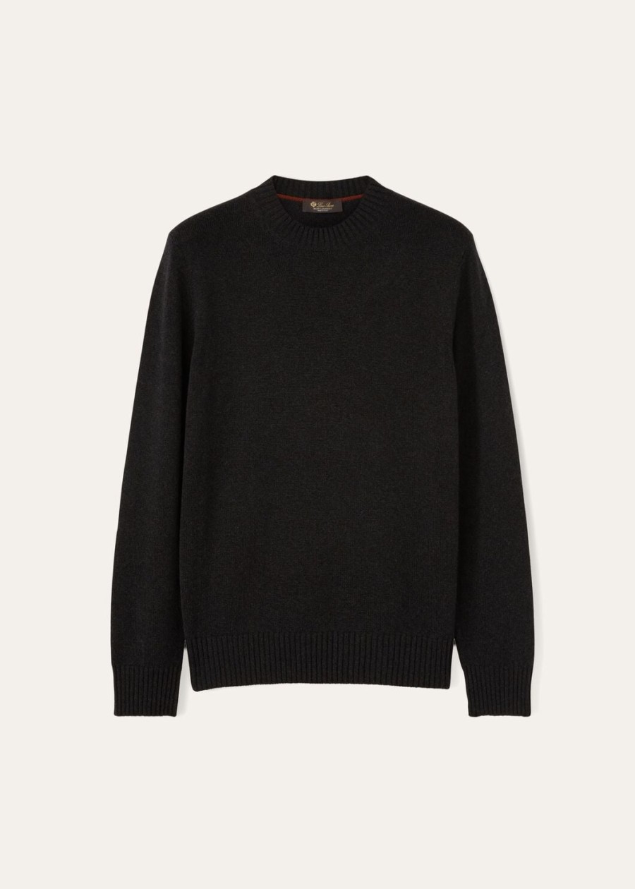 parksville crewneck baby cashmere zwartgrijs melange