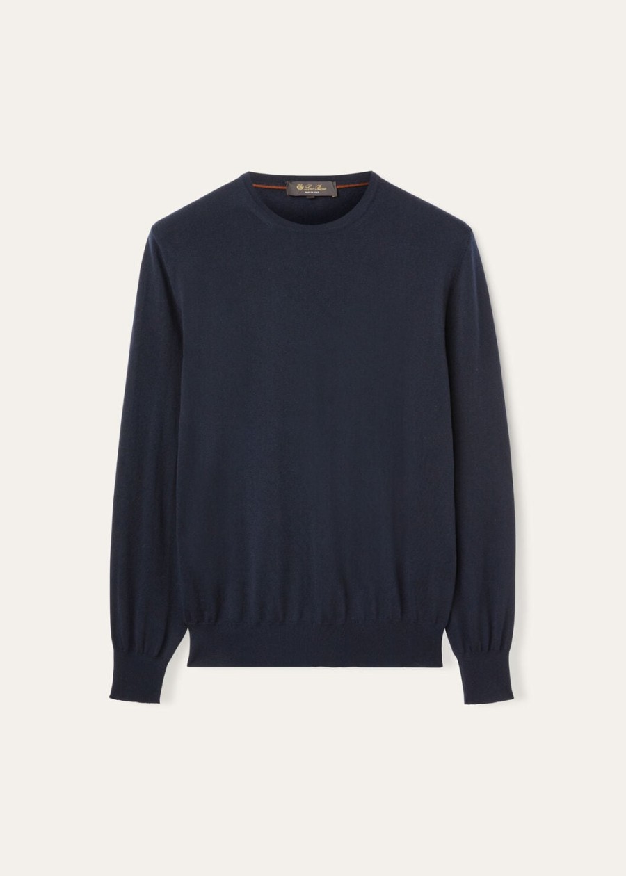 cash light crewneck kasjmier marineblauw