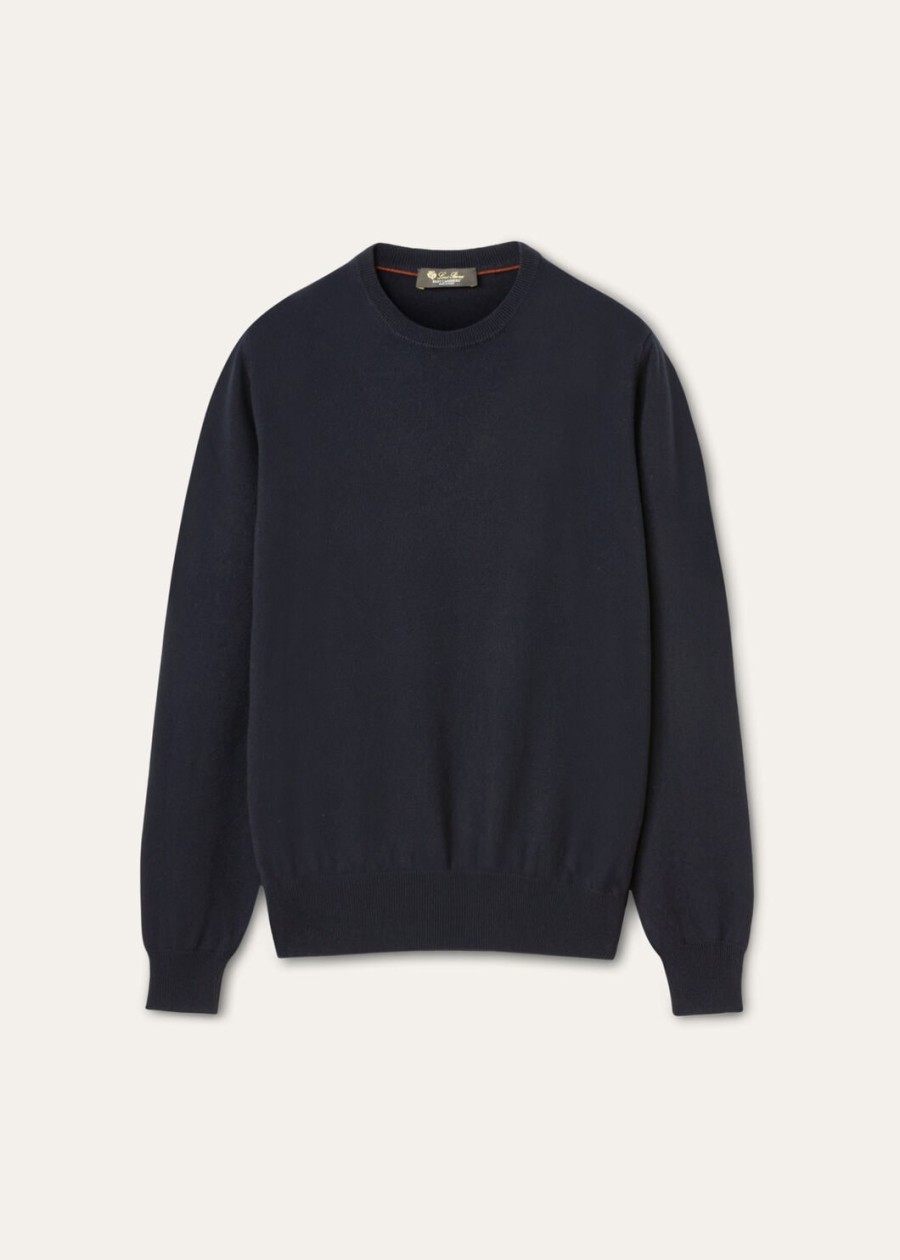 klassieke ronde halslijn van babykasjmier in marineblauw