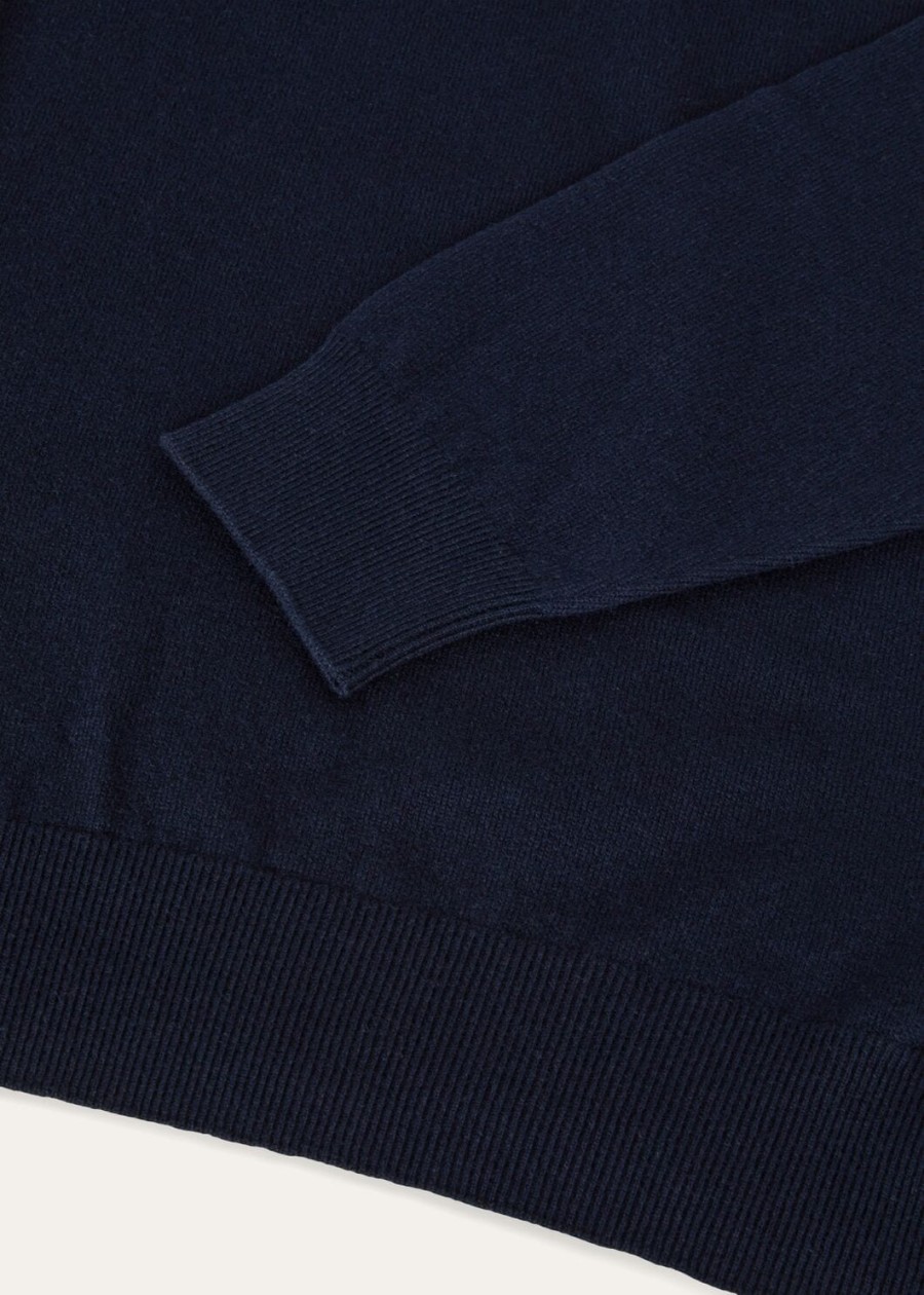 klassieke kasjmier trui voor kinderen met halve ritssluiting marineblauw.