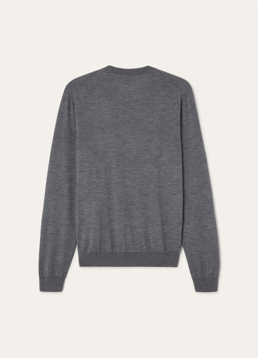 sottile crewneck zijde kasjmier scheerwol grijs melange