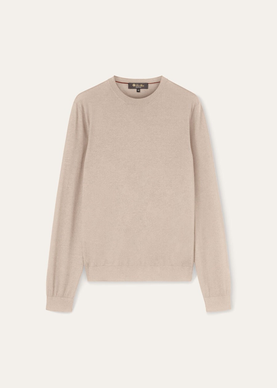 sottile crewneck zijde kasjmier scheerwol natuurlijk effen