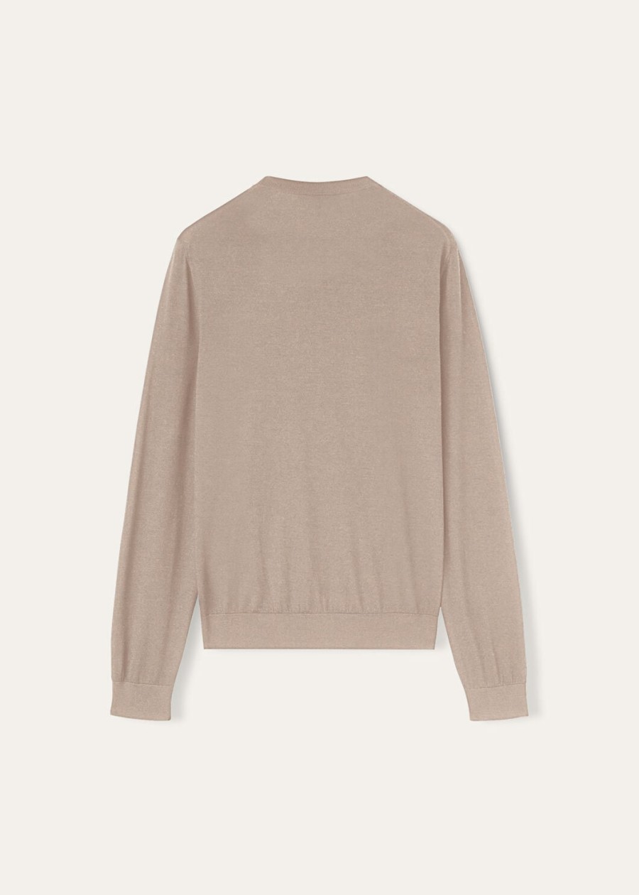 sottile crewneck zijde kasjmier scheerwol natuurlijk effen