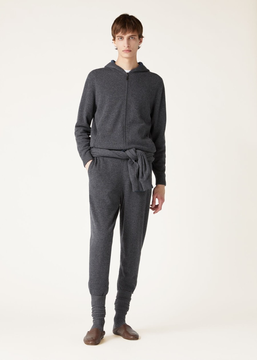 duo cashmere melange tealcharcoal melange hooded bomber sweater