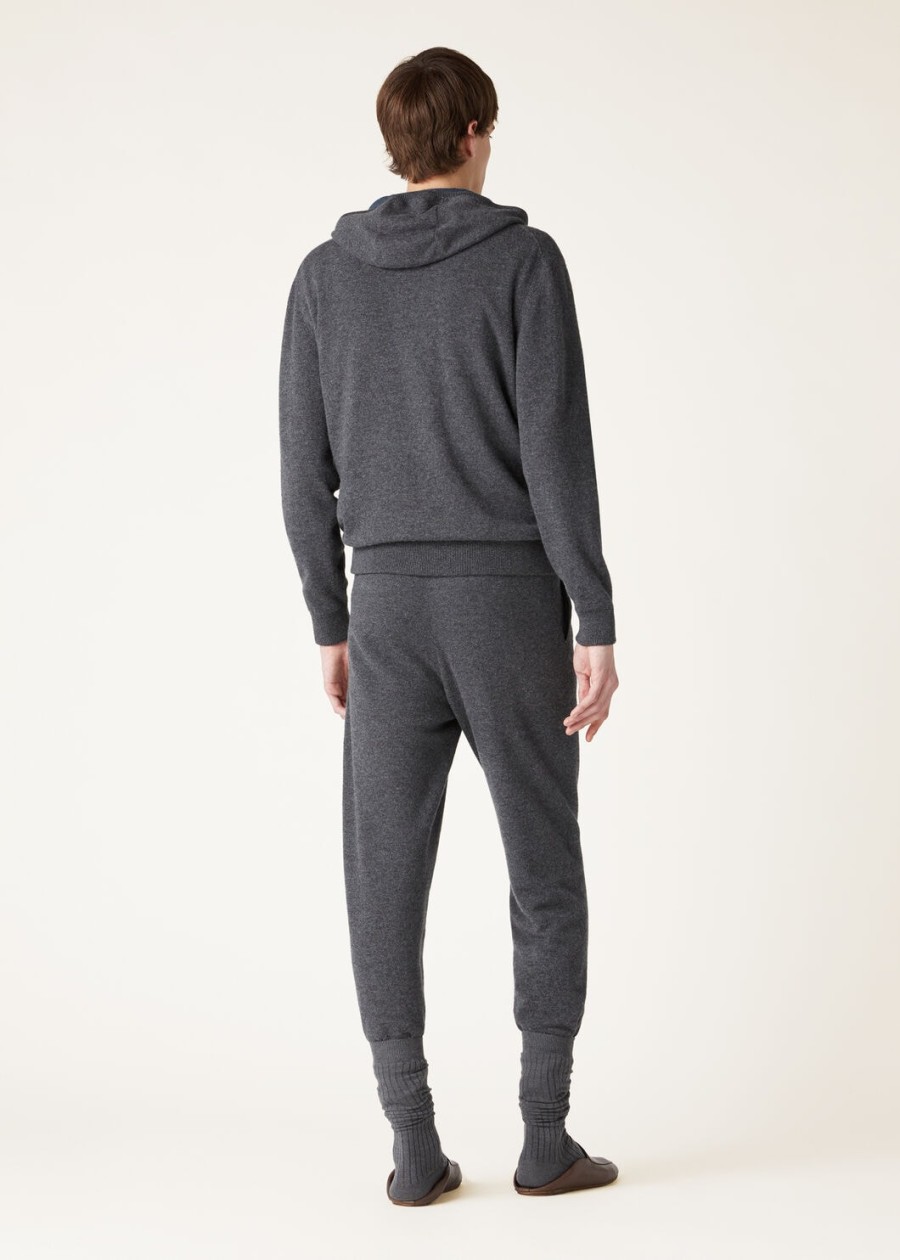duo cashmere melange tealcharcoal melange hooded bomber sweater