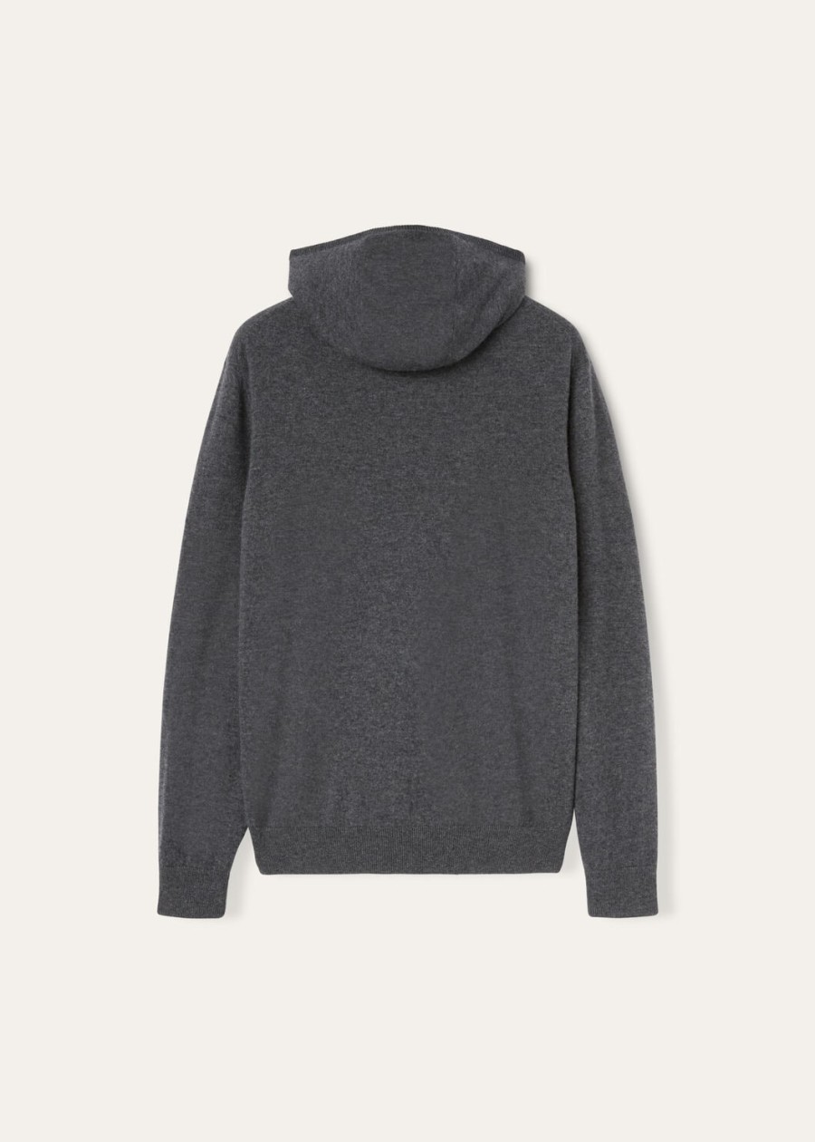 duo cashmere melange tealcharcoal melange hooded bomber sweater