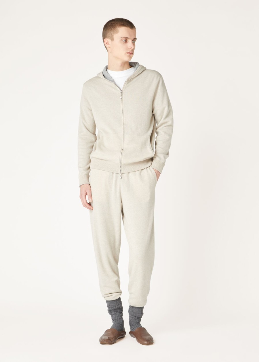 duo hooded bomber sweater natural cashmere suitcasegrey melange