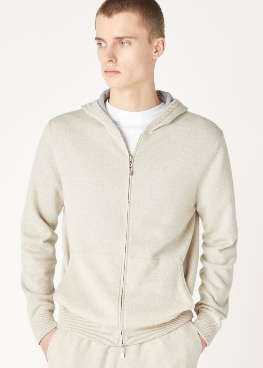 duo hooded bomber sweater natural cashmere suitcasegrey melange