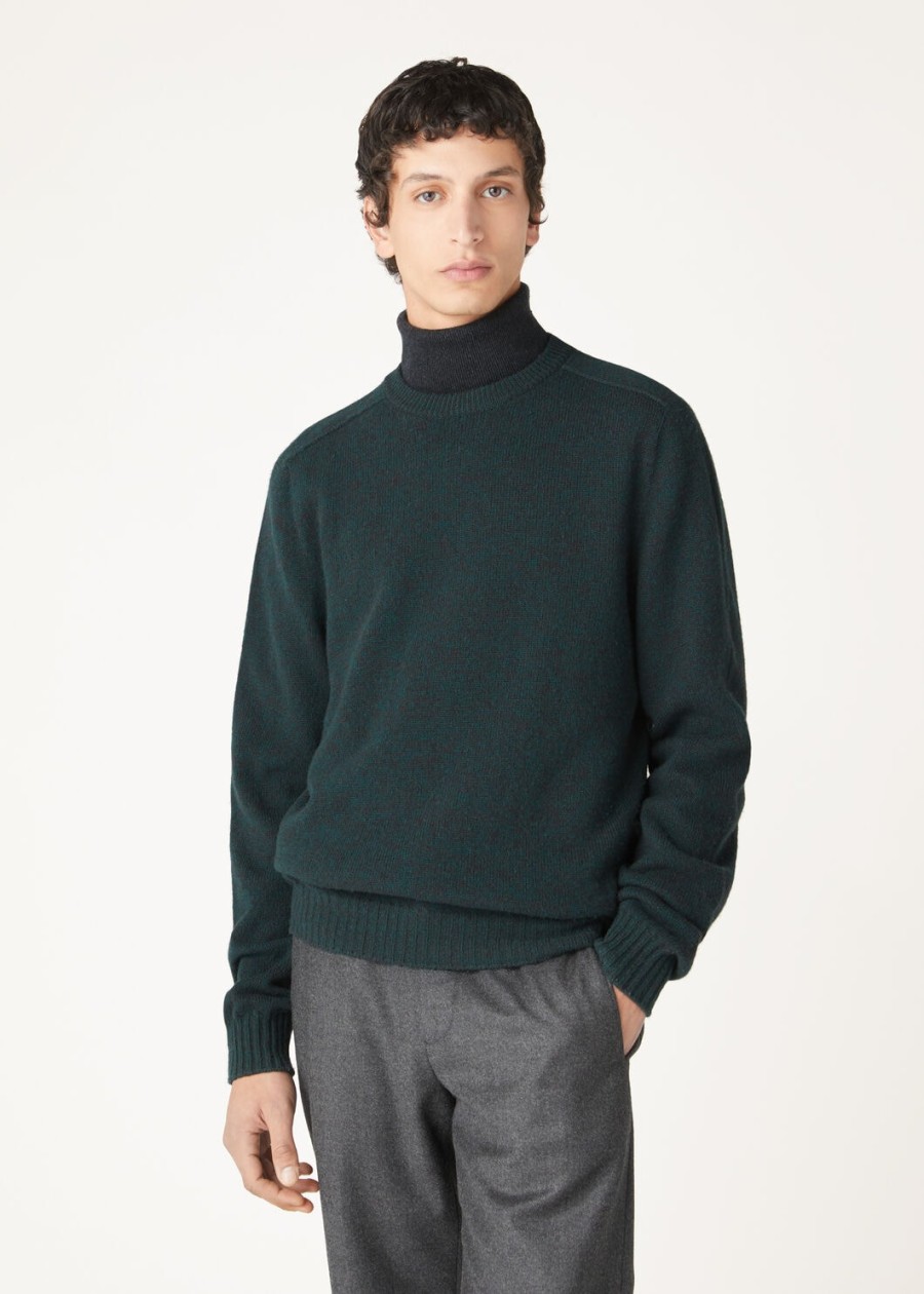mastallone crewneck van zuivere scheerwol hulstdonkerbruin