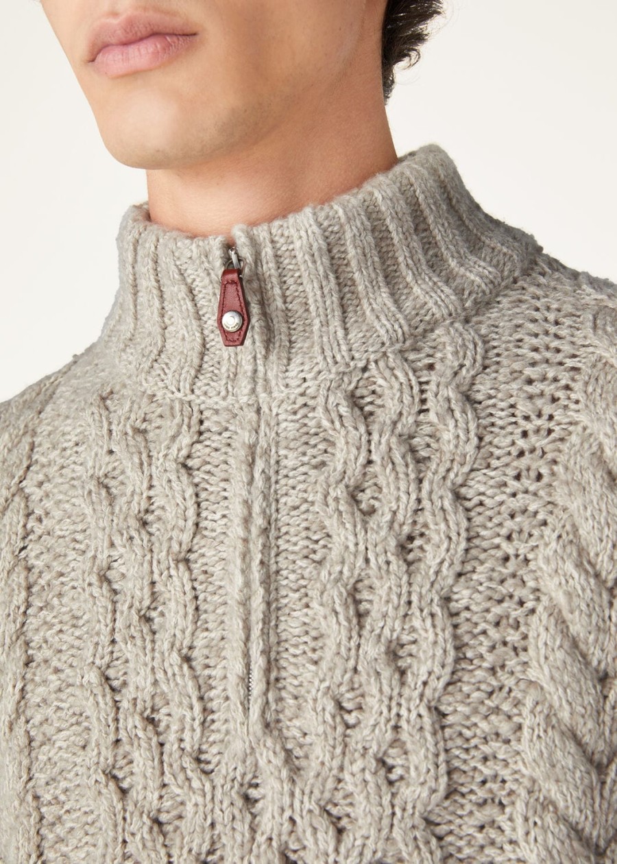 valduggia cashmere garden sand trui met halve hals