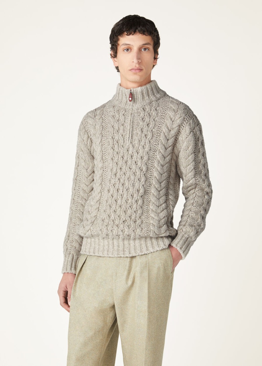 valduggia cashmere garden sand trui met halve hals