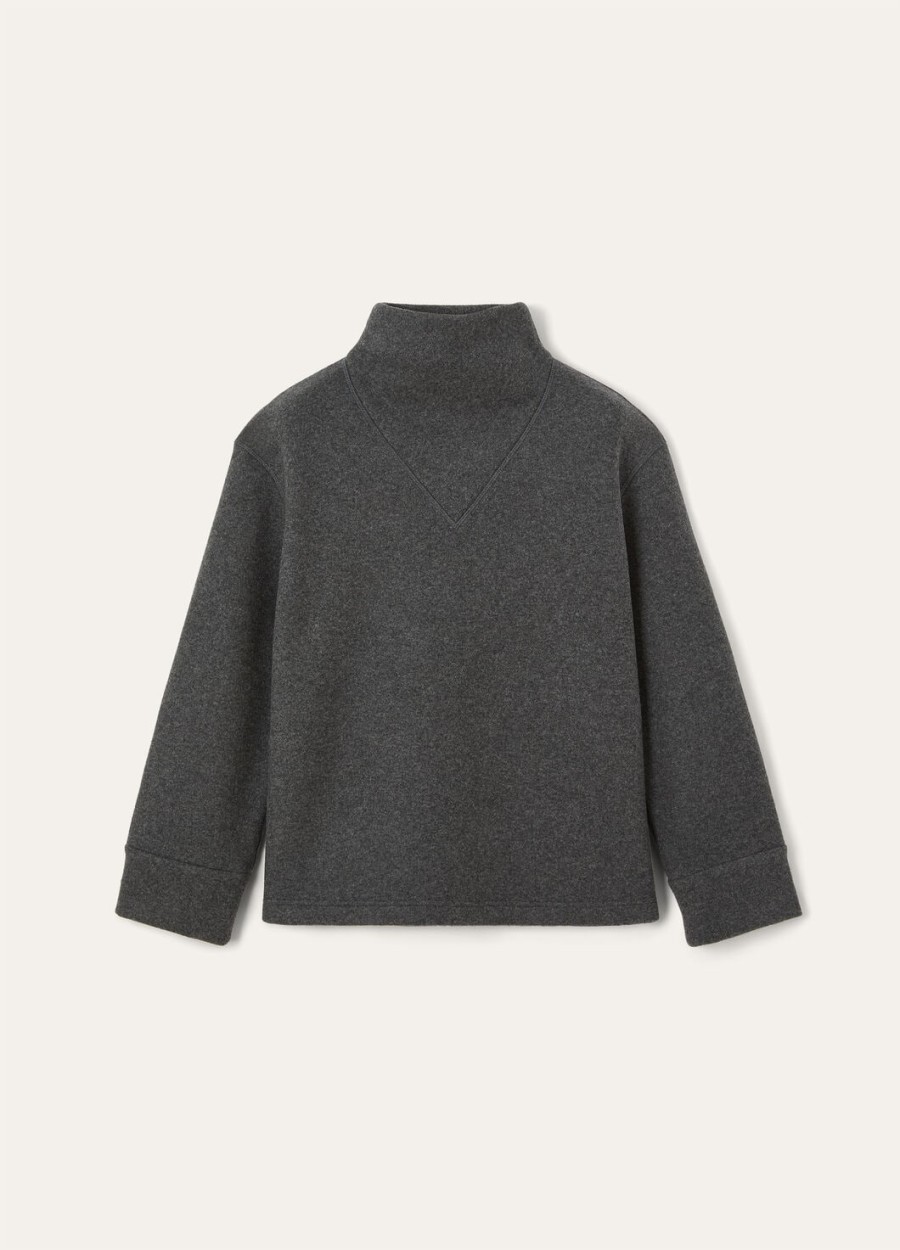 venenza-sweatshirt met colkraag gemaakt van zuivere kasjmierwol in de kleur embers grey.