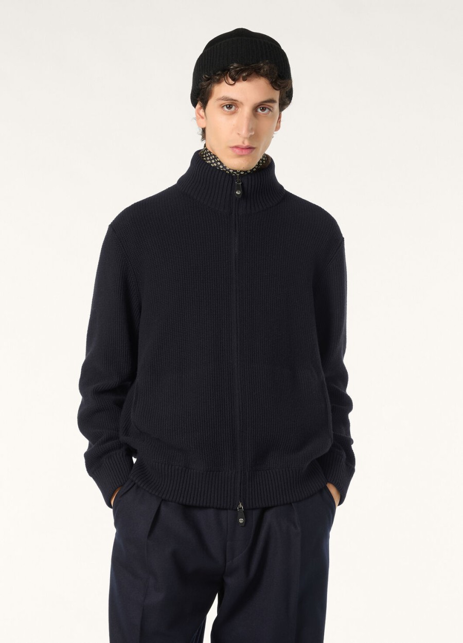 alpe bomber baby cashmere coarsehair trui marineblauw