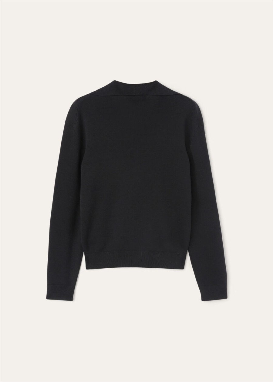 siena katoen-zijden poloshirt zwart