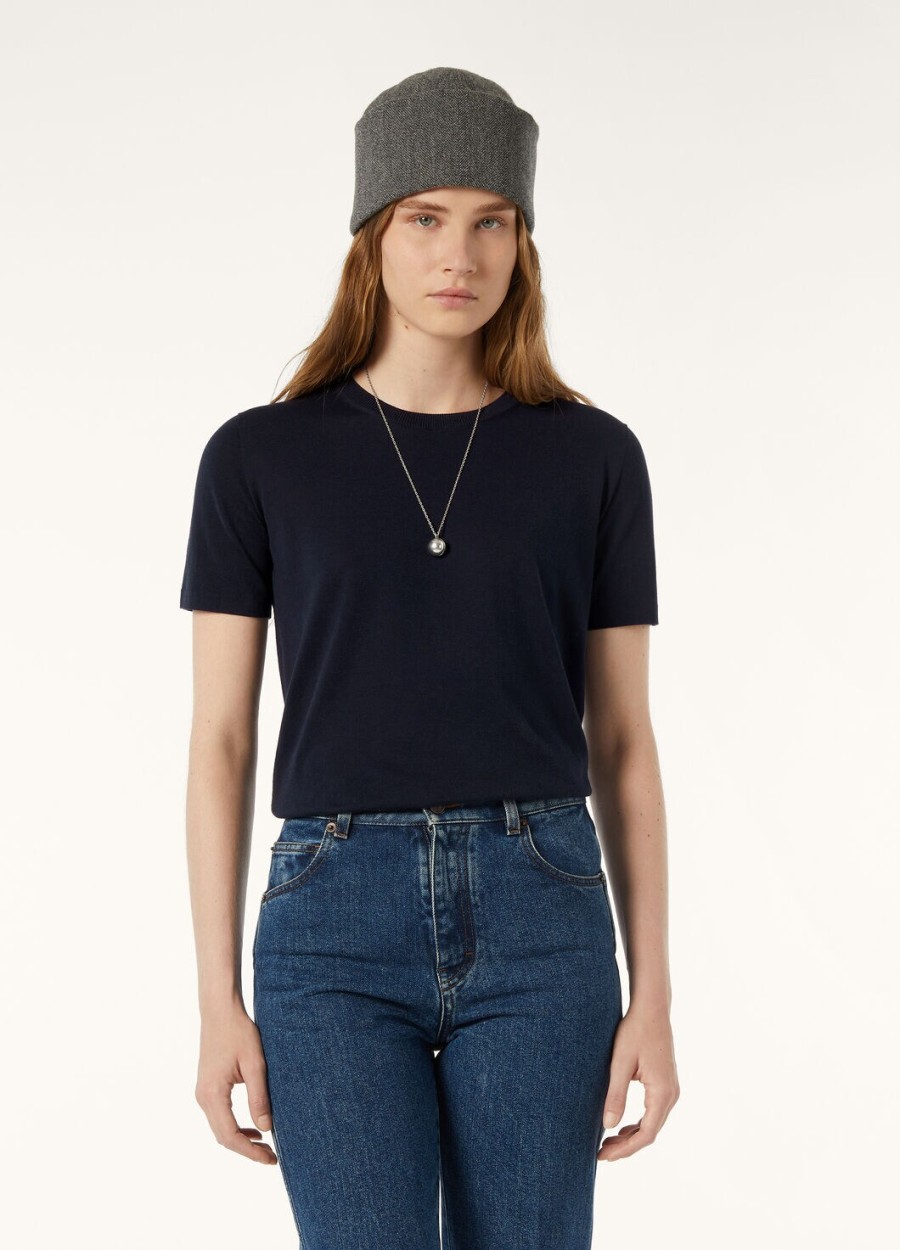 angera crewneck katoen marineblauw