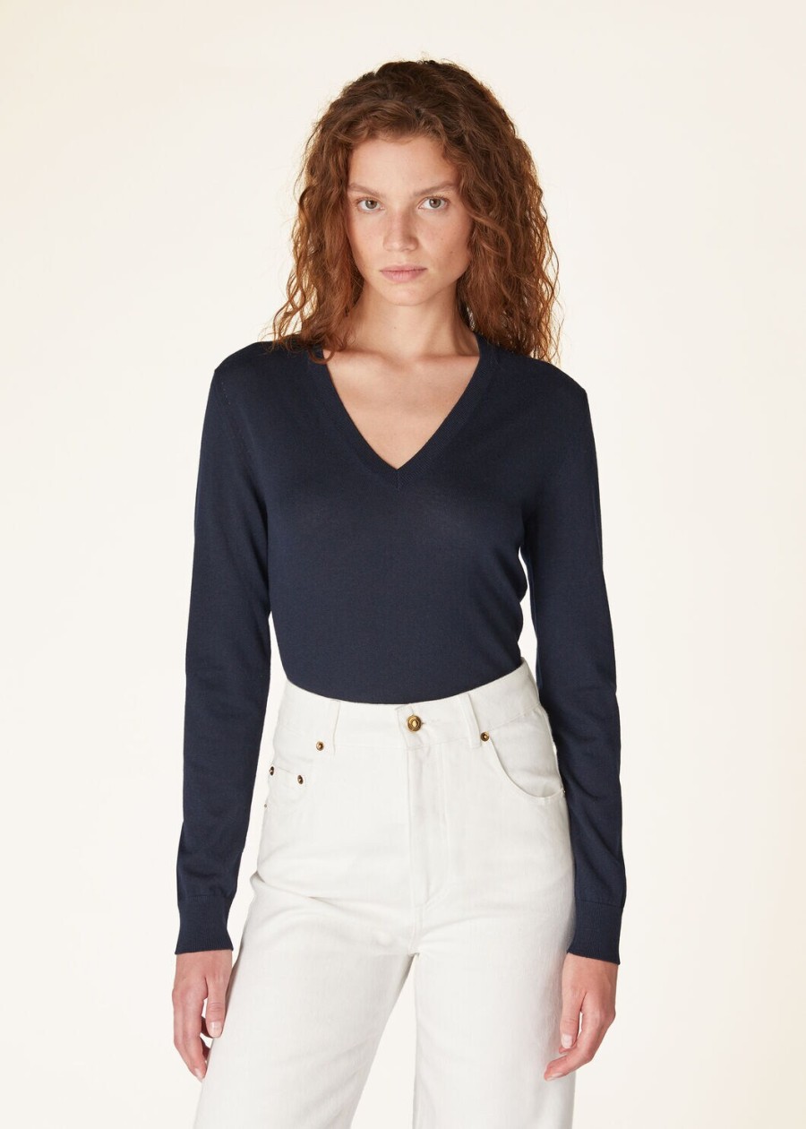 nieuwe piuma v-deck cashmere marineblauw