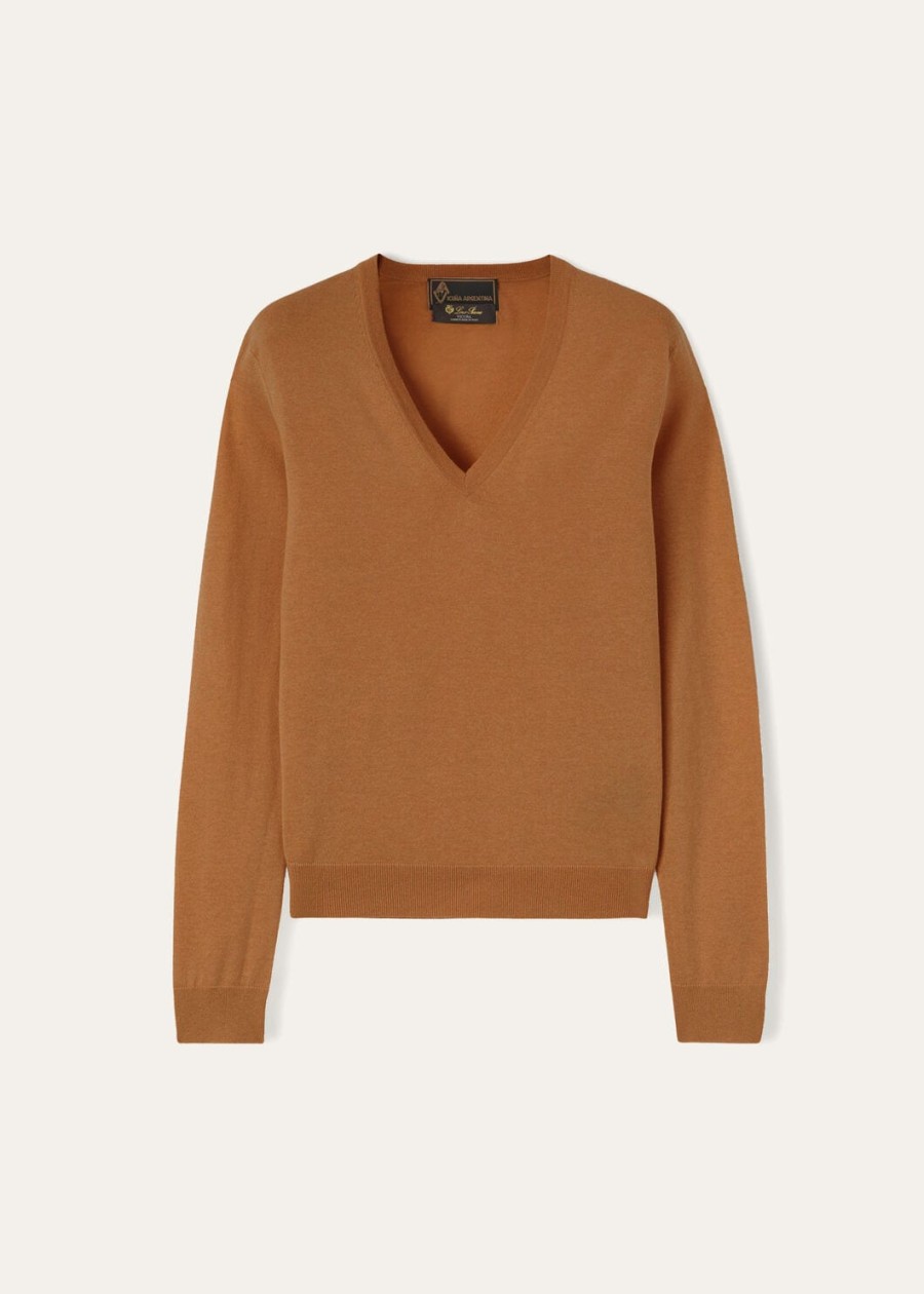 v-hals vicuña naturel donker vicuña