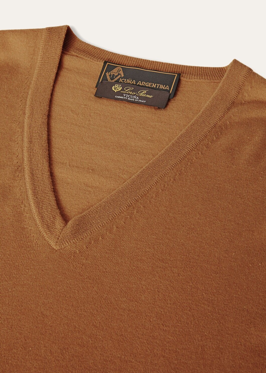v-hals vicuña naturel donker vicuña