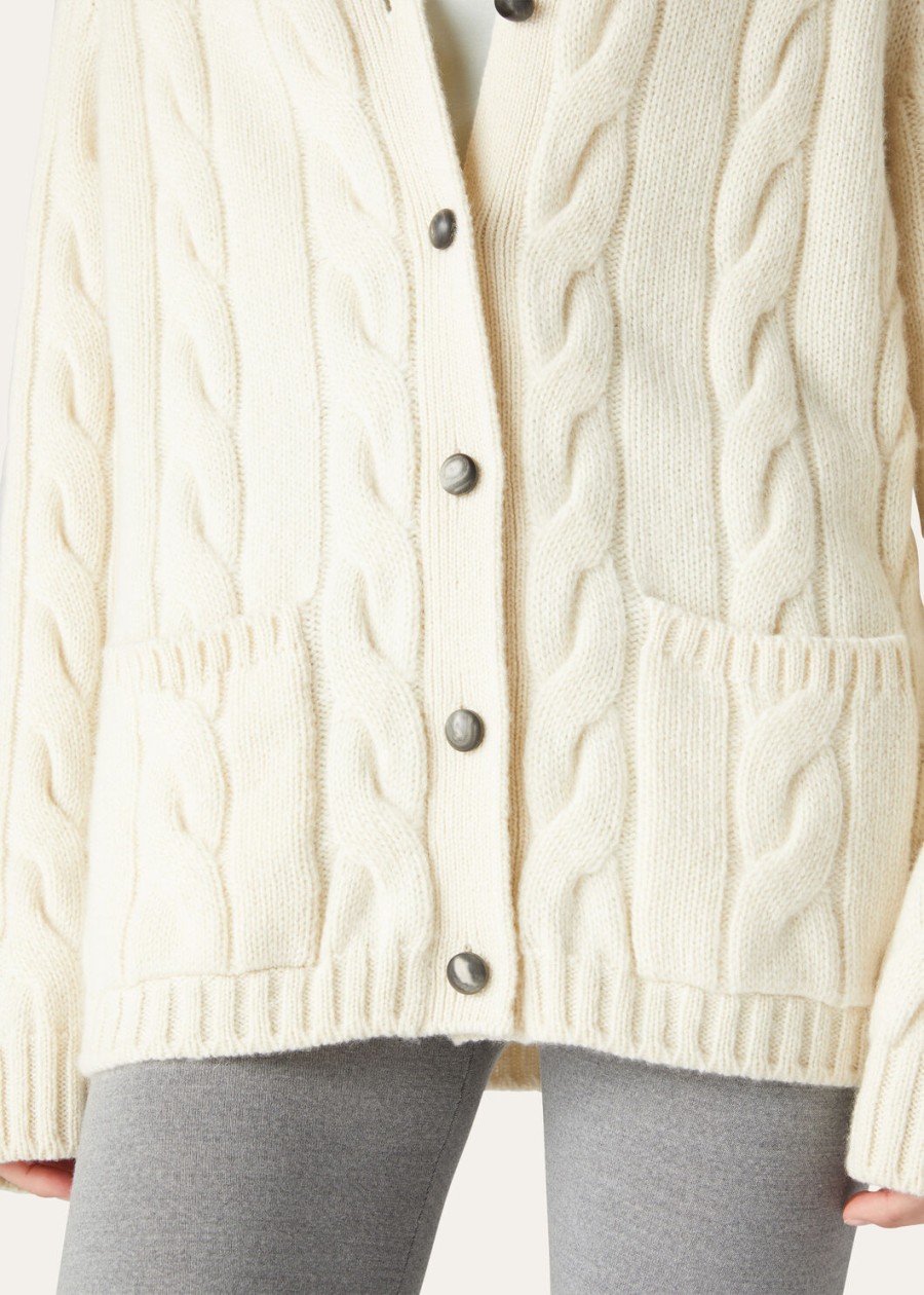napier cardigan baby cashmere coarsehair white snow