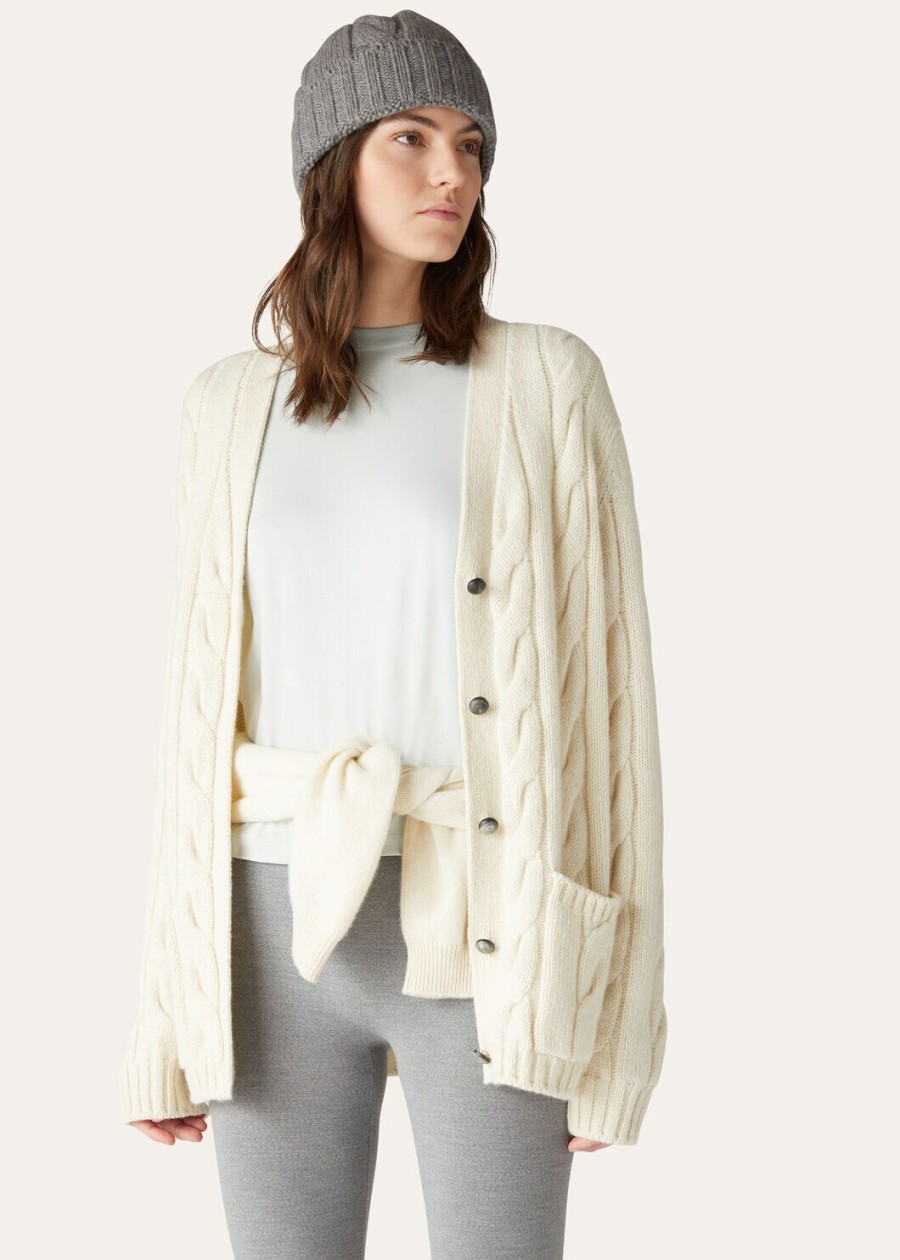 napier cardigan baby cashmere coarsehair white snow