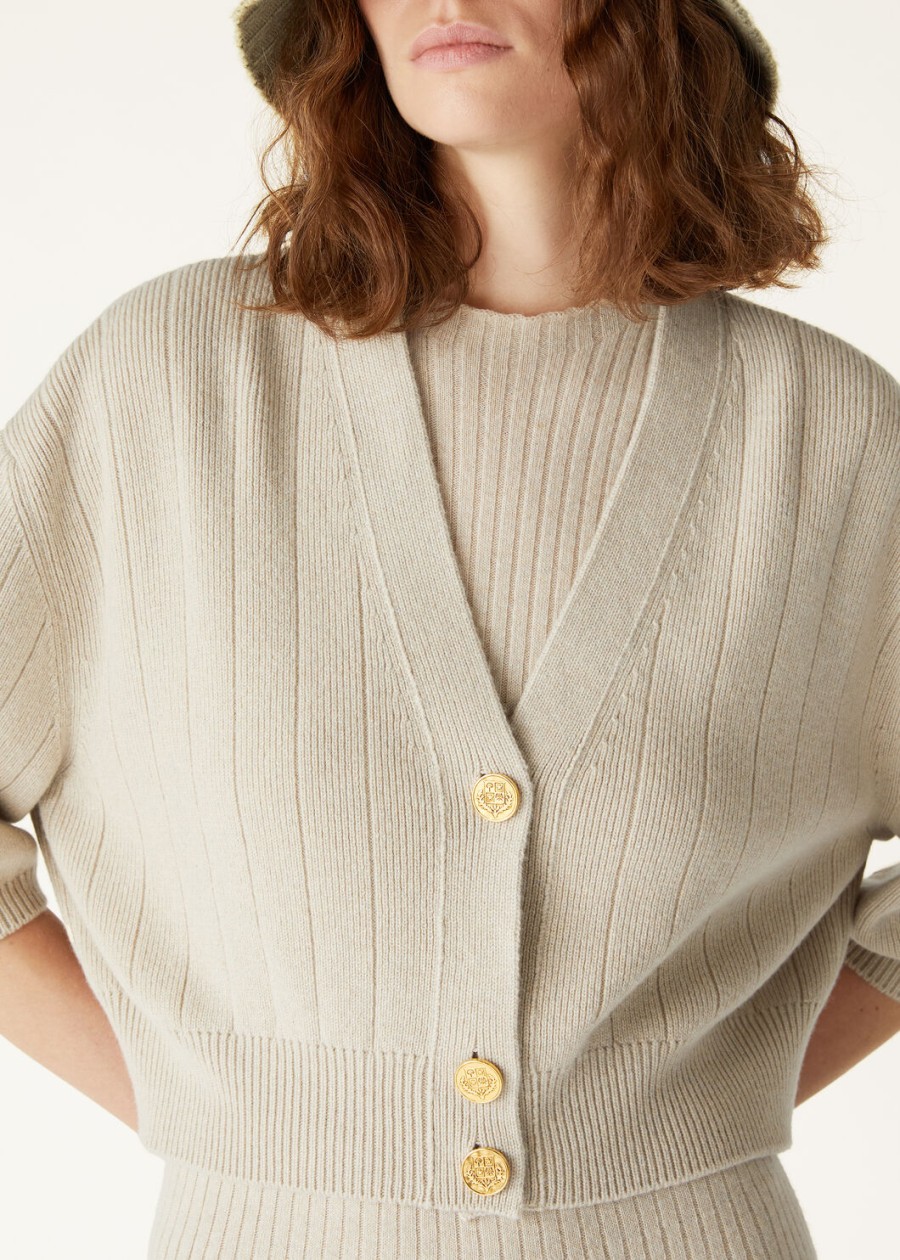 cervatto baby cashmere cardigan ivory lace melangenutmeg see melange