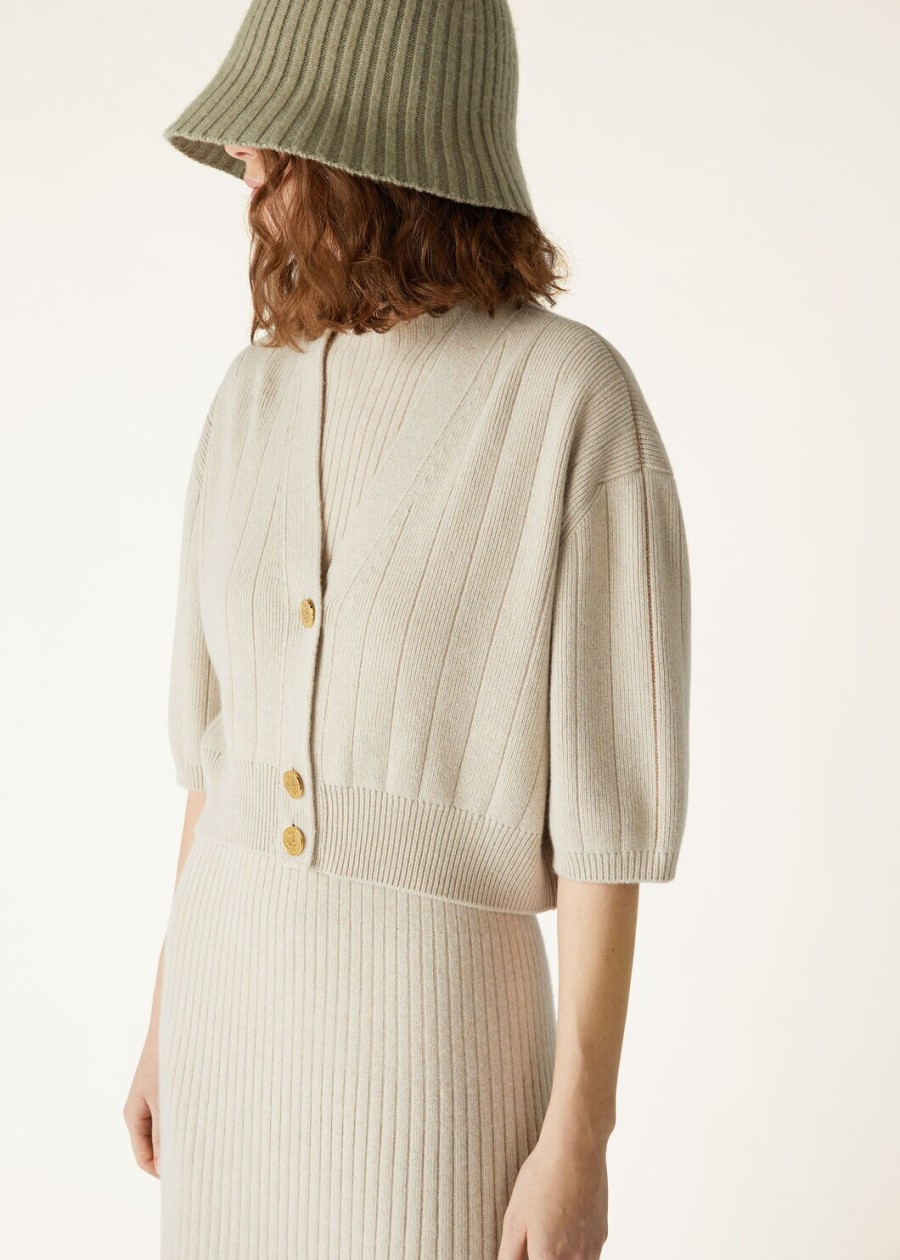 cervatto baby cashmere cardigan ivory lace melangenutmeg see melange