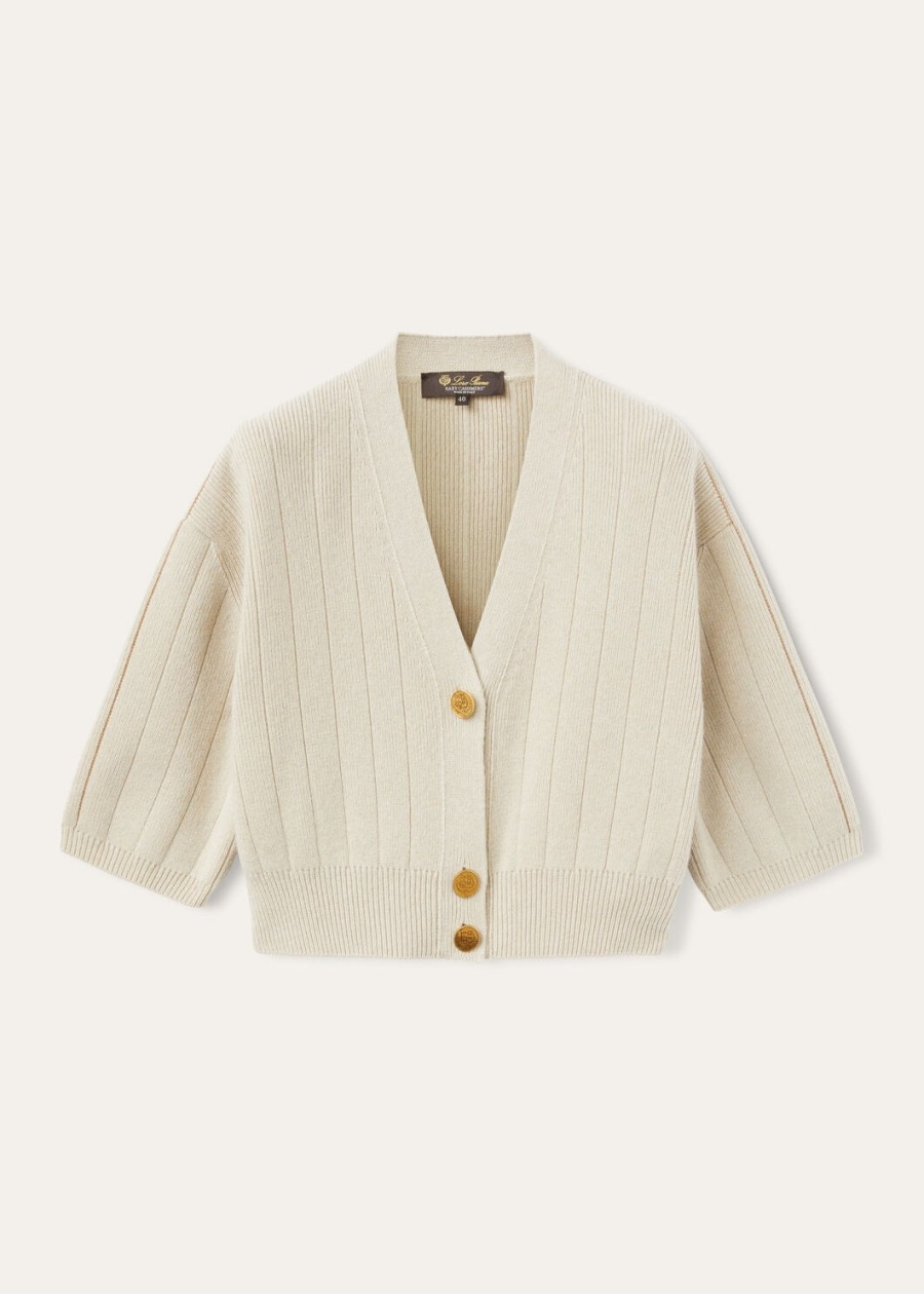 cervatto baby cashmere cardigan ivory lace melangenutmeg see melange