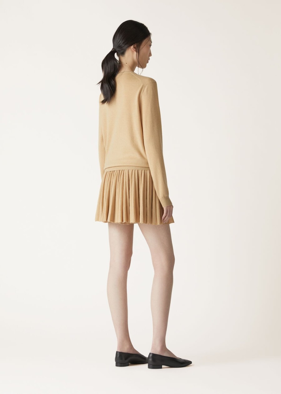 luciole cashmere v-hals trui in helder goud
