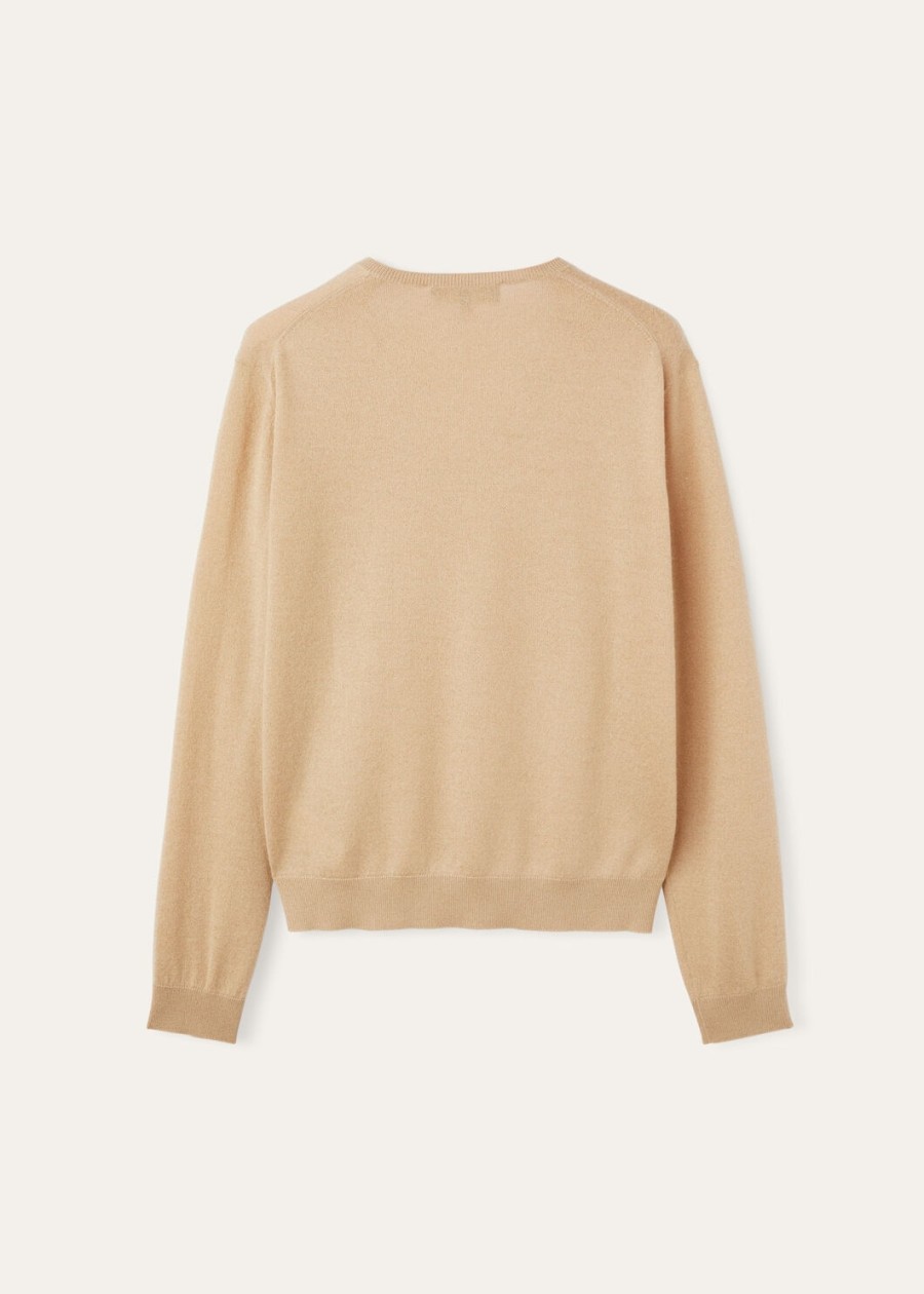 luciole cashmere v-hals trui in helder goud