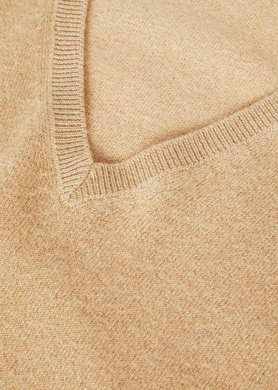 luciole cashmere v-hals trui in helder goud
