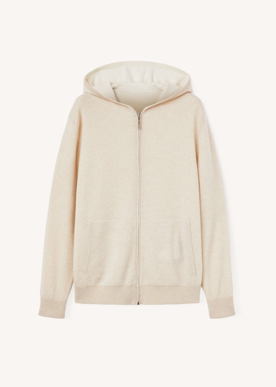 duo hooded bomber sweater natural cashmere suitcasenougat