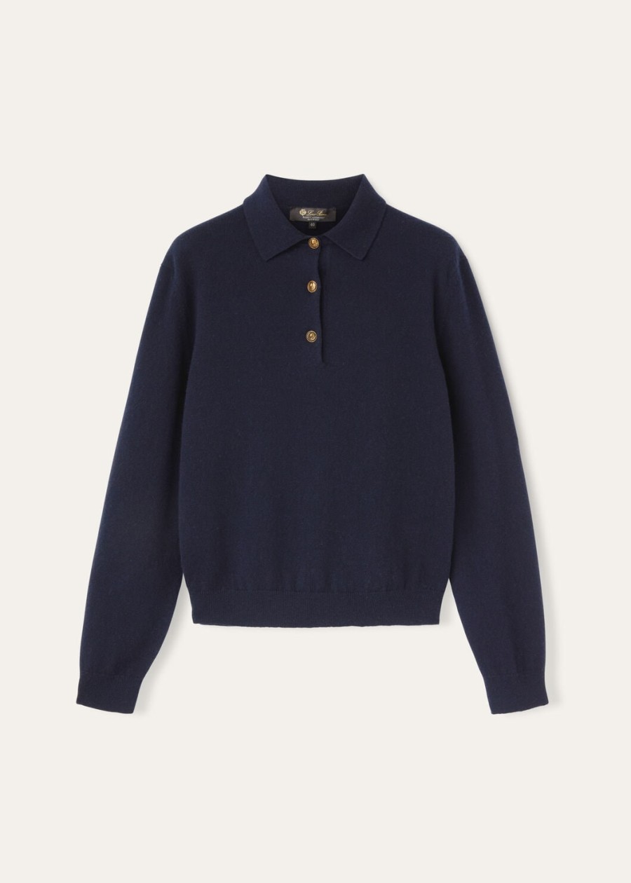 klassiek babykasjmier poloshirt in marineblauw