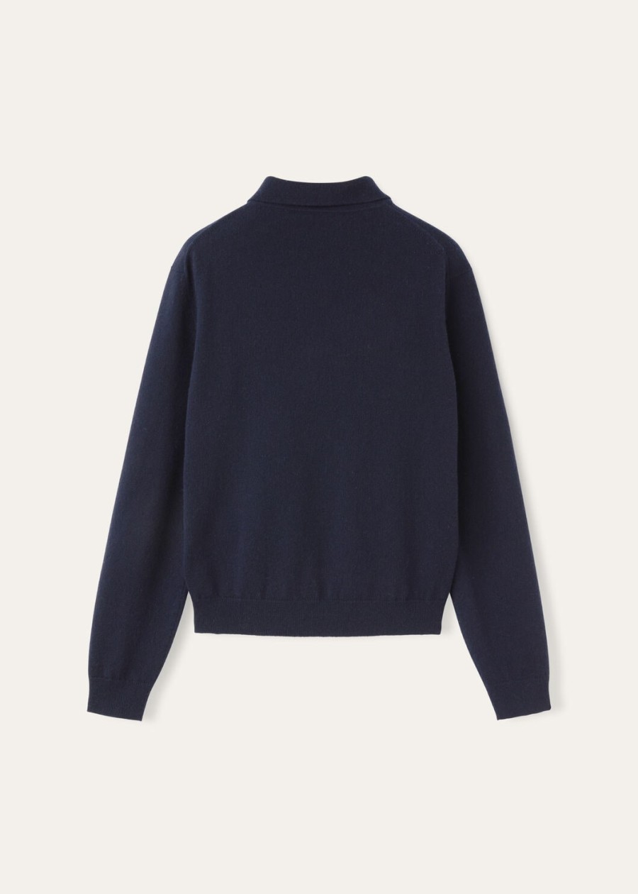 klassiek babykasjmier poloshirt in marineblauw