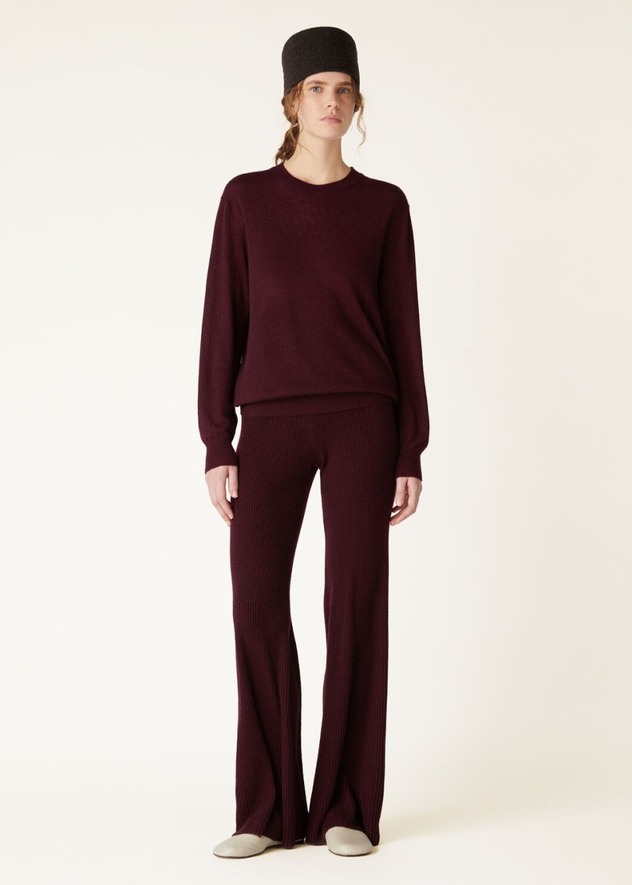camino crewneck zijde kasjmier granaat elegantie