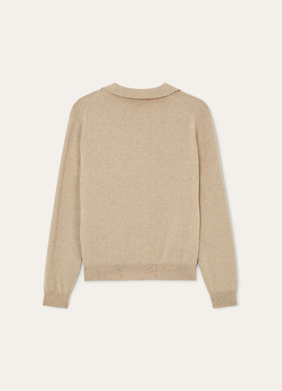 arona baby polo shirt van kasjmier esdoorn- en walnootkleurig melange.