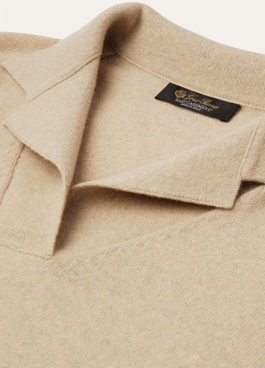 arona baby polo shirt van kasjmier esdoorn- en walnootkleurig melange.