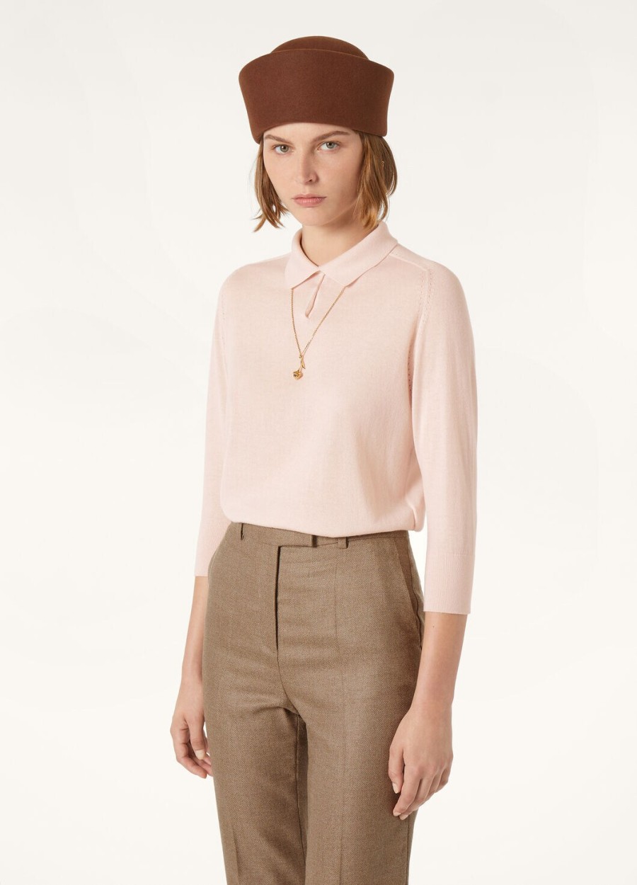 neo piuma kasjmier poloshirt in zachtroze