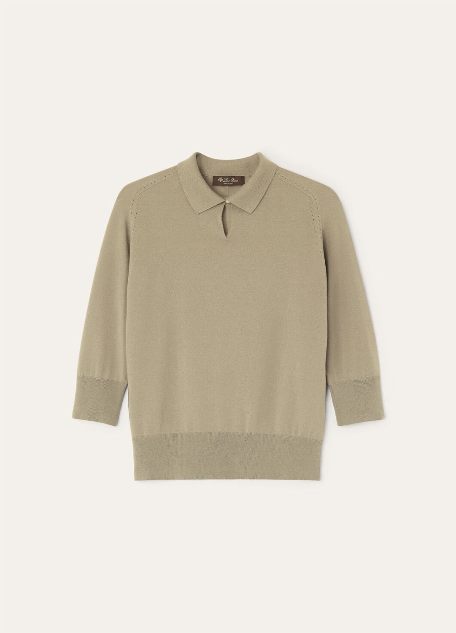 neo piuma cashmere dried taragon polo shirt
