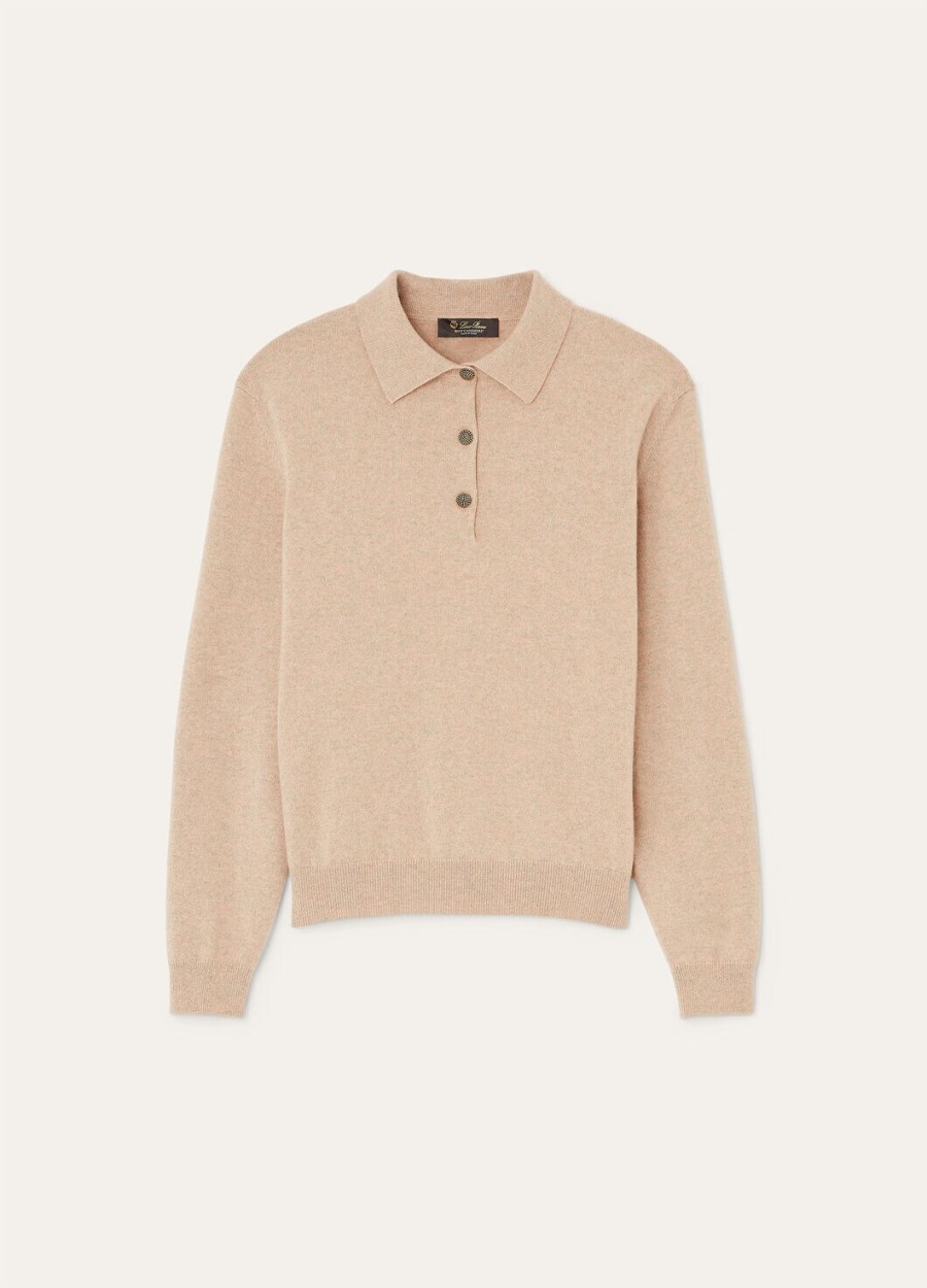 klassiek babypoloshirt van kasjmier in de kleur rosy granite melange