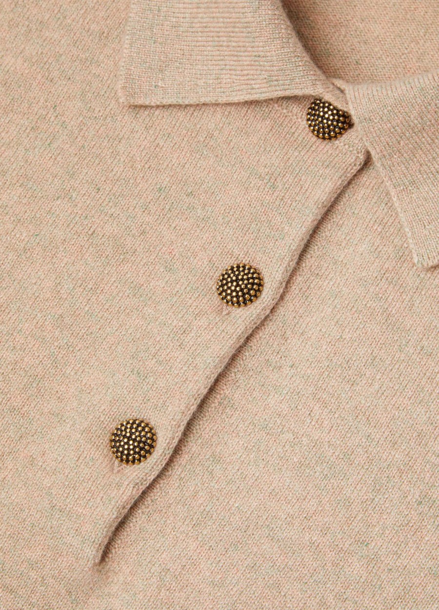 klassiek babypoloshirt van kasjmier in de kleur rosy granite melange