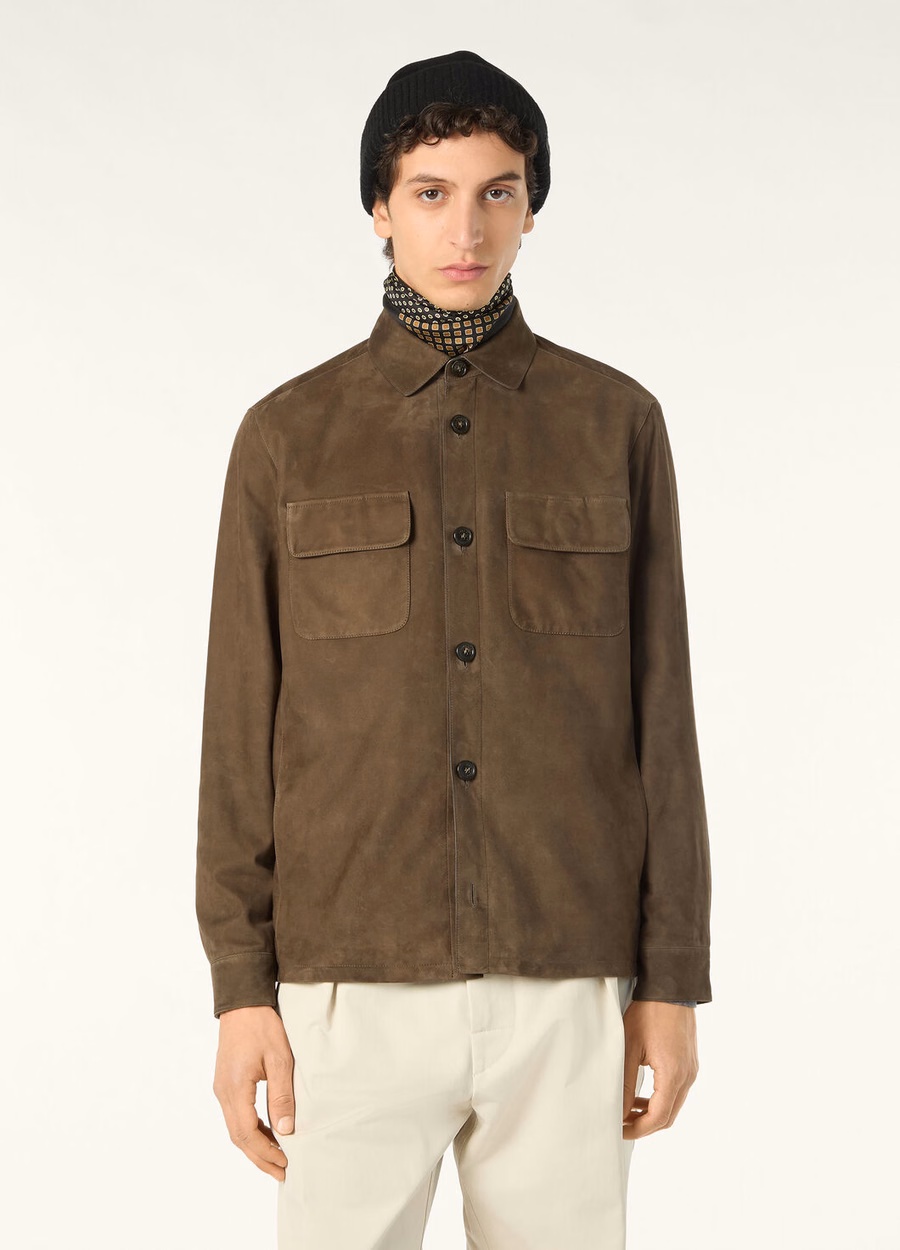 Loro Piana Kidskin Overshirt in Antracietgroen