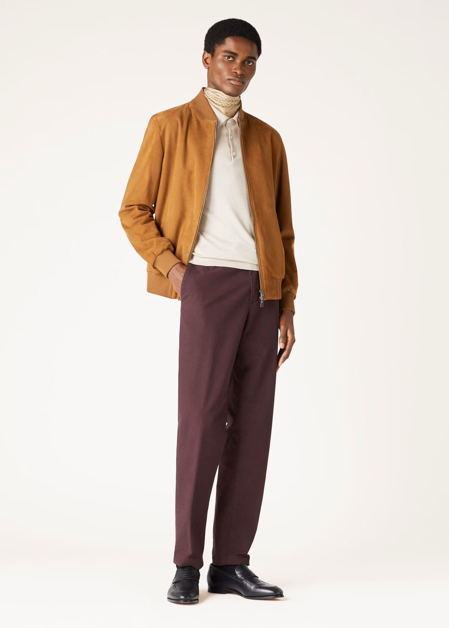 Loro Piana Ivy Bomberjack Kidskin Pecan