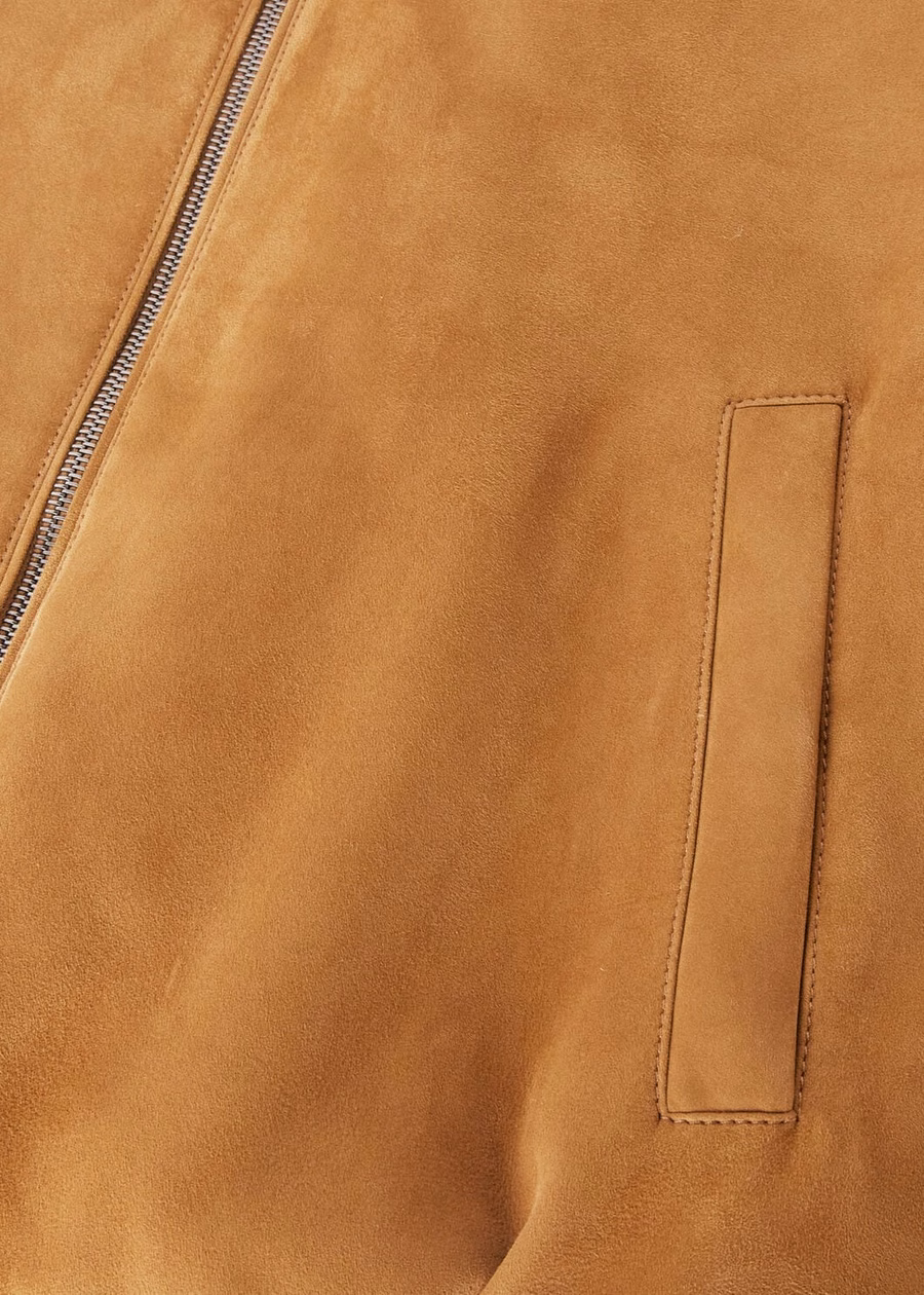 Loro Piana Ivy Bomberjack Kidskin Pecan