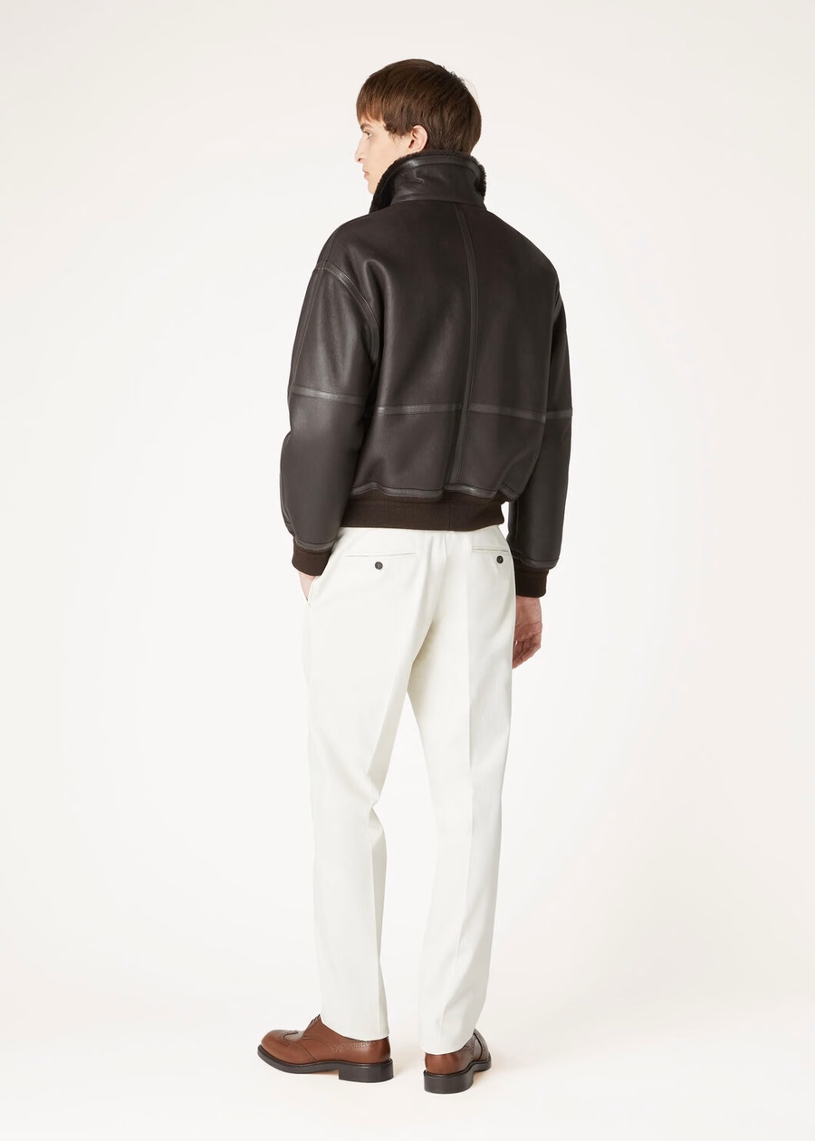 Peter Bomber Shearling Coffee Jacket