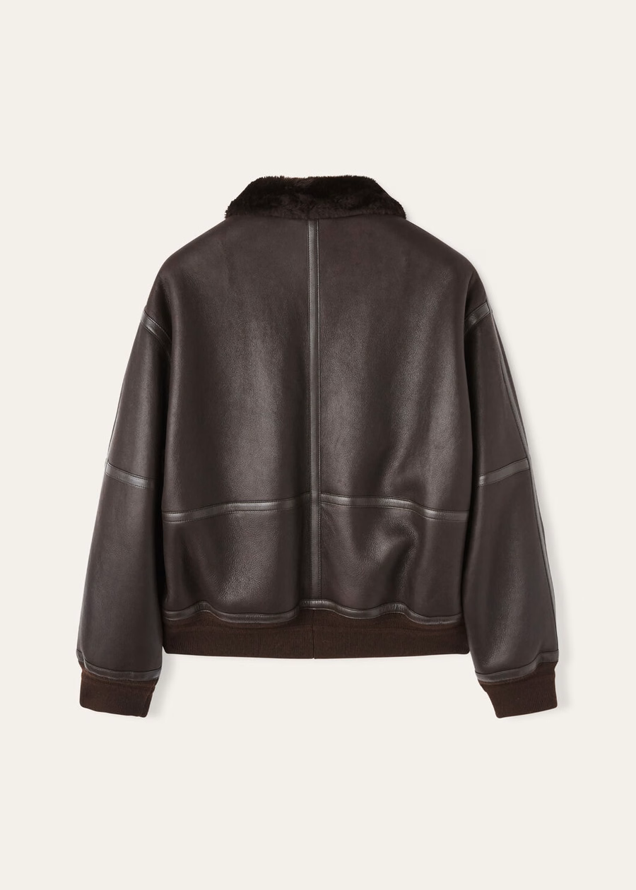 Peter Bomber Shearling Coffee Jacket