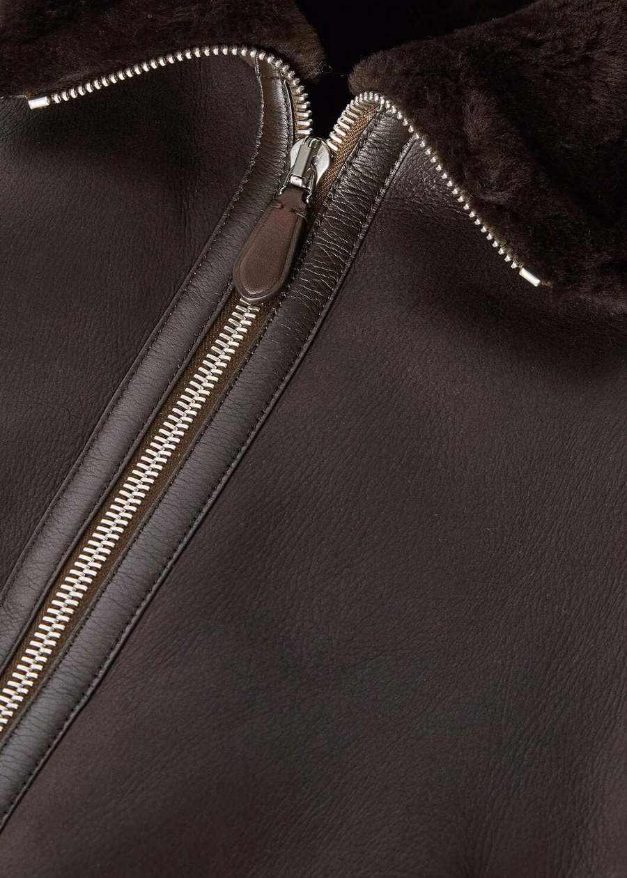Peter Bomber Shearling Coffee Jacket