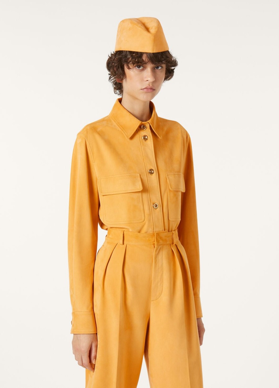 yannis kidskin shirt met saffraanthee