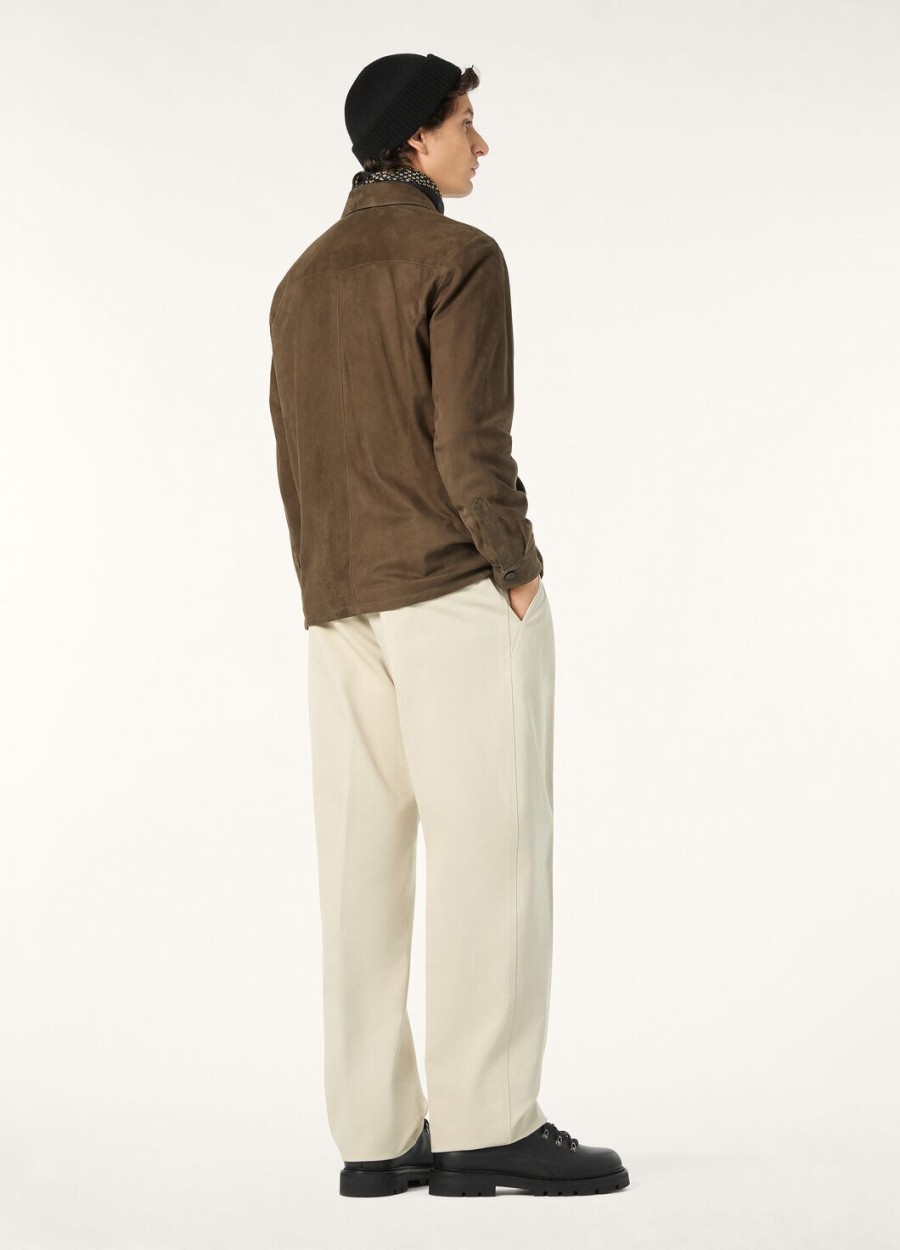 loro piana kidskin overshirt in antracietgroen